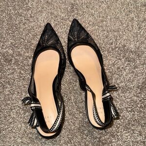 a new day Black Lace Heels with Bow